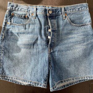 Levi's 500 Button Fly Denim Jean Shorts, Waist 34, Medium Blue